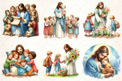 Jesus with Kids Clipart Bundle - CraftNest - Digital Crafting and Art