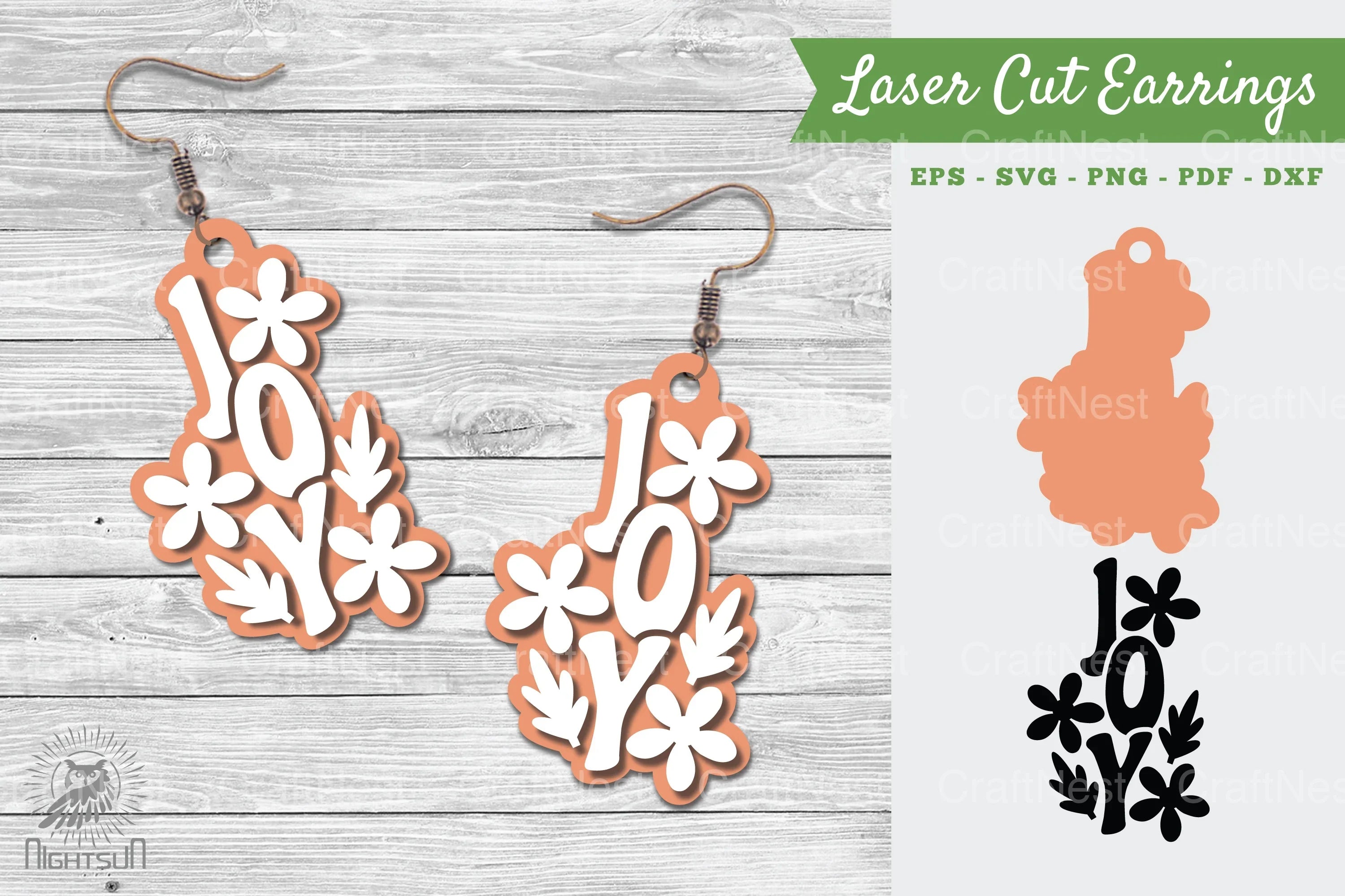 Joy Laser Cut Earrings SVG Bundle - CraftNest - Digital Crafting and Art