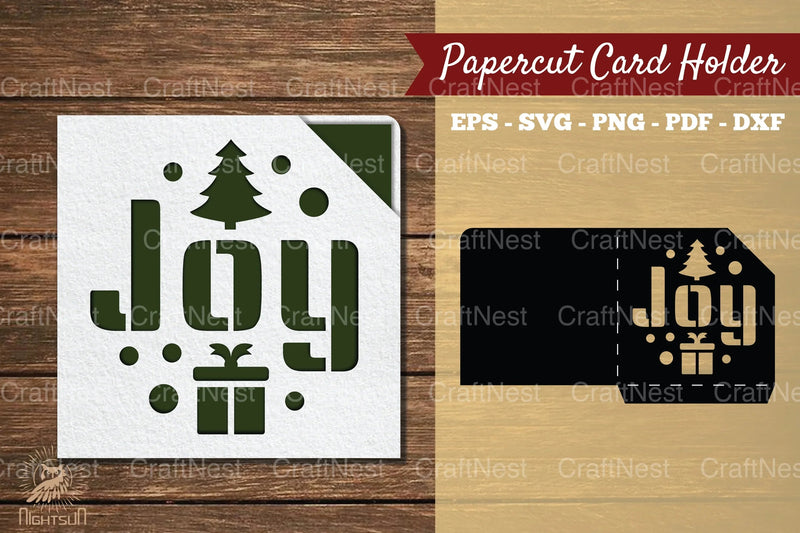 Joy Papercut Card Holder SVG Bundle - CraftNest - Digital Crafting and Art