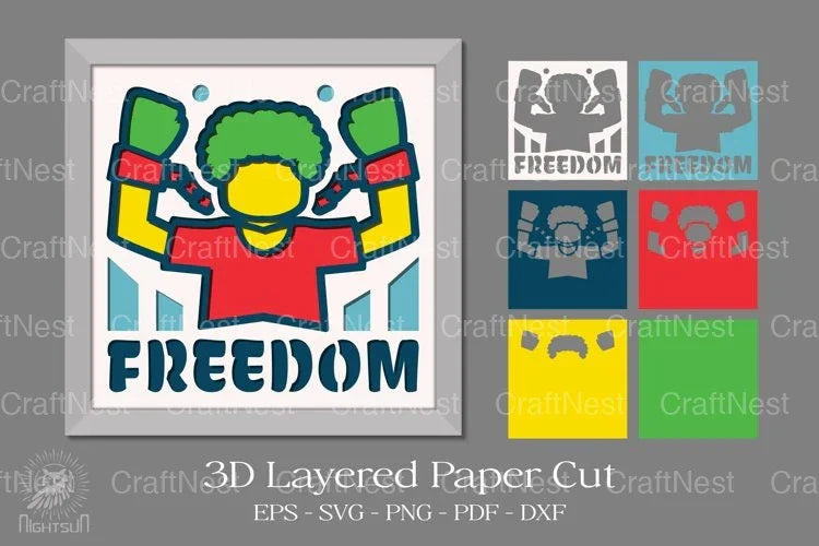 Juneteen Freedom 3D Layered Papercut SVG Bundle - CraftNest - Digital Crafting and Art