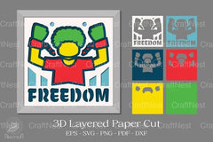 Juneteen Freedom 3D Layered Papercut SVG Bundle - CraftNest - Digital Crafting and Art