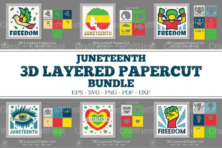 Juneteenth 3D Layered Papercut Clipart Bundle - CraftNest - Digital Crafting and Art