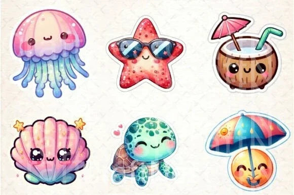 Kawaii Beach Clipart Bundle 4 - CraftNest - Digital Crafting and Art