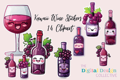 Kawaii Wine Sticker Bundle - CraftNest - Digital Crafting and Art