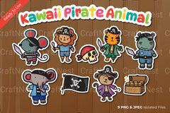 Kawaii Animal Pirate Clipart Bundle - CraftNest - Digital Crafting and Art