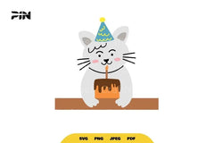 Kawaii Birthday Cat SVG Bundle - CraftNest - Digital Crafting and Art