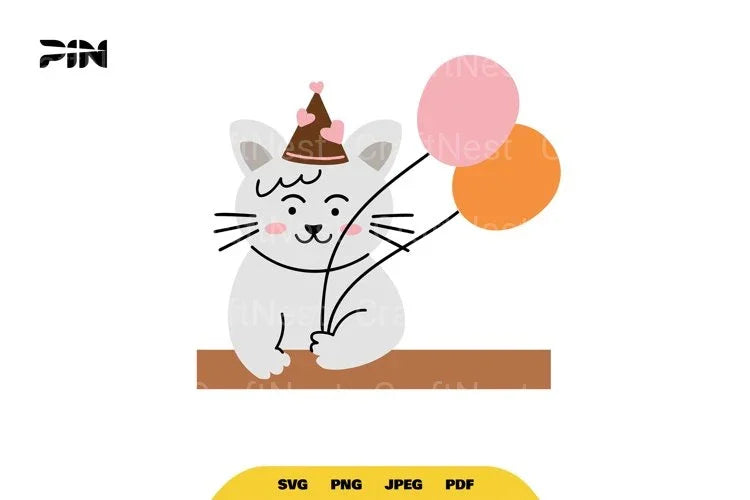 Kawaii Birthday Cat SVG Bundle - CraftNest - Digital Crafting and Art