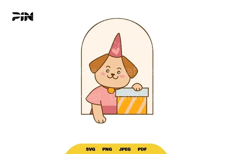Kawaii Birthday Animal Dog SVG Bundle - CraftNest - Digital Crafting and Art