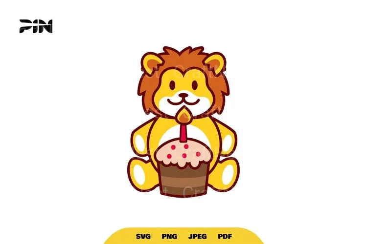Kawaii Birthday Lion Animal Clipart Bundle - CraftNest - Digital Crafting and Art