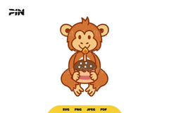 Kawaii Birthday Monkey SVG Bundle - CraftNest - Digital Crafting and Art