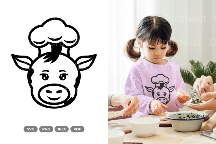Kawaii Cow Chef Doodle Animal Clipart Bundle - CraftNest - Digital Crafting and Art