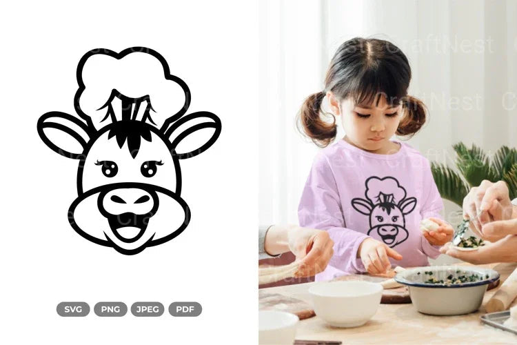 Kawaii Cow Chef Doodle Animal Clipart Bundle - CraftNest - Digital Crafting and Art