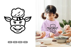 Kawaii Cow Chef Doodle Animal Clipart Bundle - CraftNest - Digital Crafting and Art