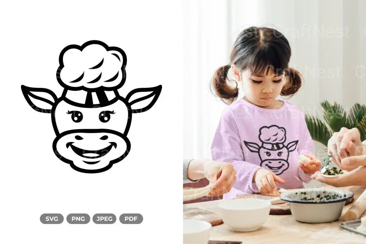 Kawaii Cow Chef Doodle Animal Clipart Bundle - CraftNest - Digital Crafting and Art
