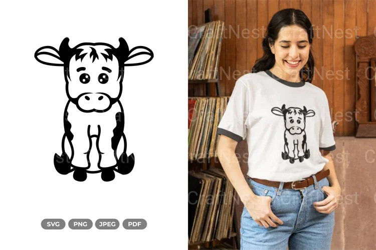 Kawaii Cow Sitting SVG Bundle - CraftNest - Digital Crafting and Art