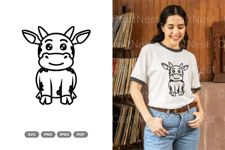 Kawaii Cow Sitting SVG Bundle - CraftNest - Digital Crafting and Art