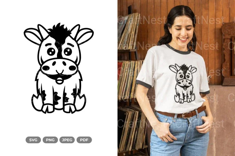 Kawaii Cow Sitting Clipart Bundle - CraftNest - Digital Crafting and Art