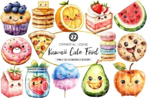 Kawaii Cute Food Clipart Bundle - CraftNest - Digital Crafting and Art