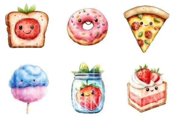 Kawaii Cute Food Clipart Bundle - CraftNest - Digital Crafting and Art