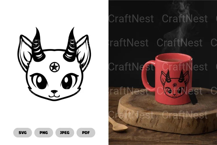 Kawaii Demon Cat Cute SVG Bundle - CraftNest - Digital Crafting and Art