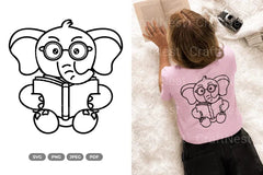 Kawaii Elephant Reading Book Doodle Animal Clipart Bundle - CraftNest - Digital Crafting and Art