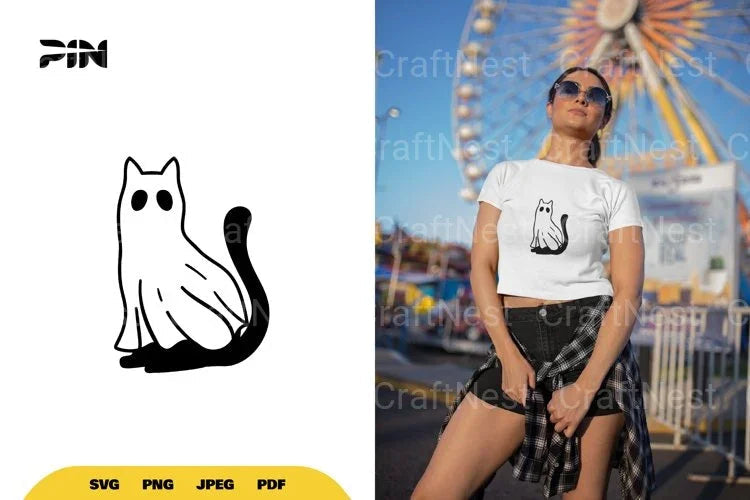 Kawaii Ghost Cat Halloween SVG Bundle - CraftNest - Digital Crafting and Art