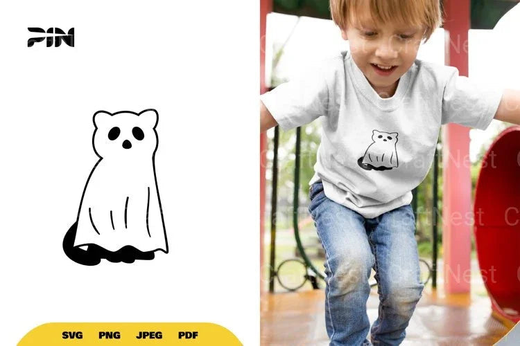 Kawaii Ghost Cat Halloween SVG Bundle - CraftNest - Digital Crafting and Art