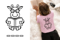 Kawaii Giraffe Reading Book Doodle Animal Clipart Bundle - CraftNest - Digital Crafting and Art