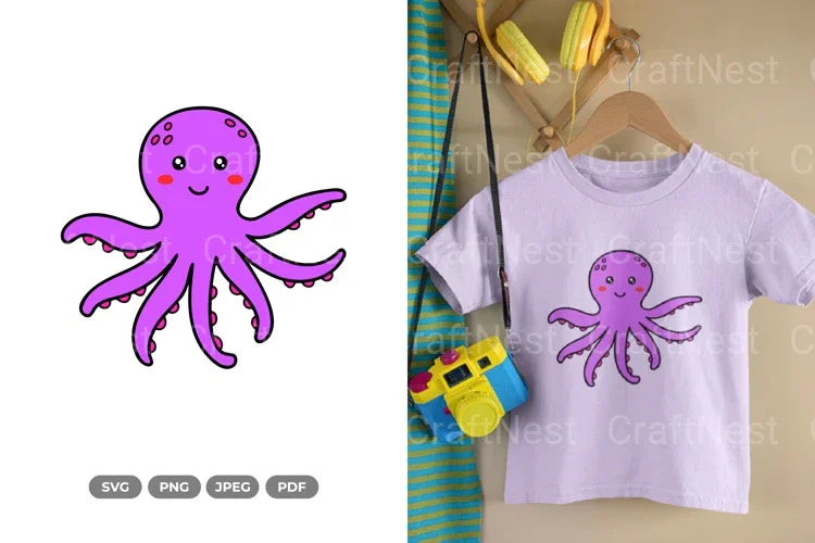 Kawaii Octopus Sea Animal Decal Clipart Bundle - CraftNest - Digital Crafting and Art