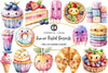 Kawaii Pastel Desserts Clipart Bundle