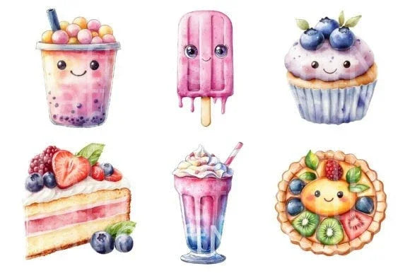Kawaii Pastel Desserts Clipart Bundle - CraftNest - Digital Crafting and Art