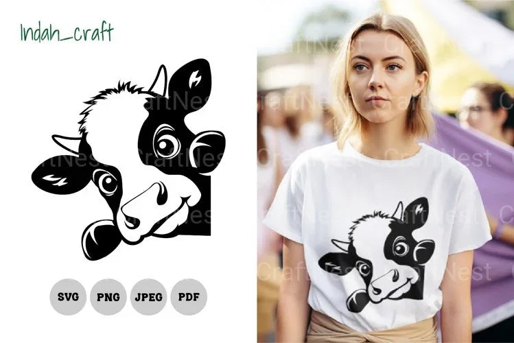 Kawaii Peeking Cow SVG Bundle - CraftNest - Digital Crafting and Art