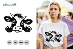 Kawaii Peeking Cow Clipart Bundle - CraftNest - Digital Crafting and Art