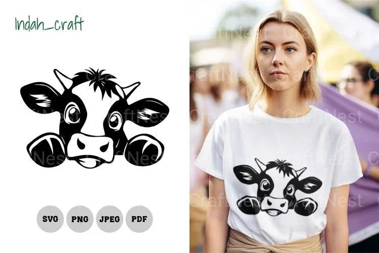 Kawaii Peeking Cow Clipart Bundle - CraftNest - Digital Crafting and Art