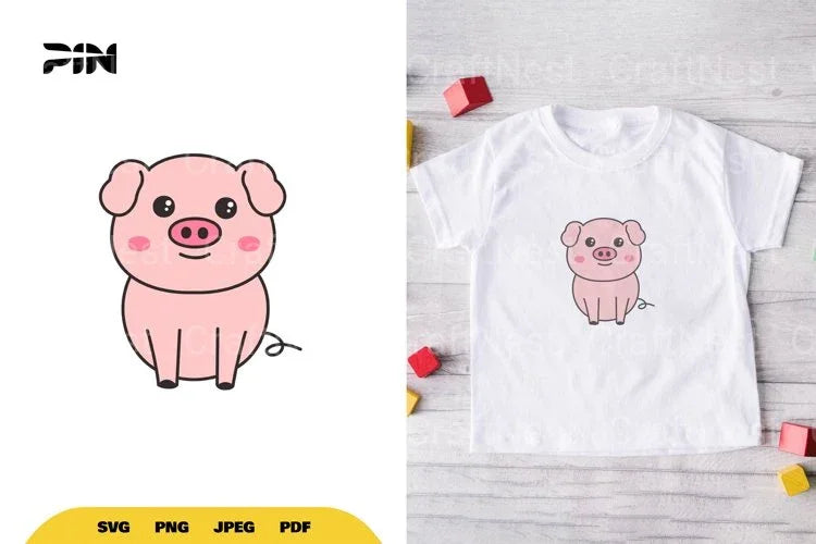 Kawaii Pig SVG Bundle Clipart - CraftNest - Digital Crafting and Art