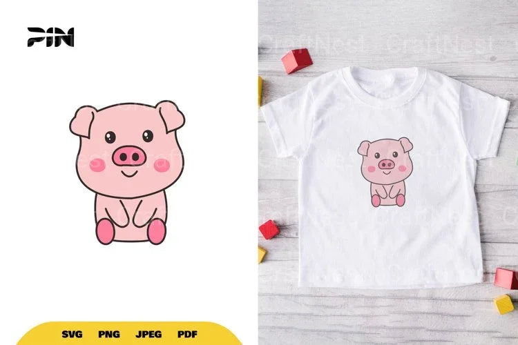 Kawaii Pig SVG Bundle Clipart - CraftNest - Digital Crafting and Art