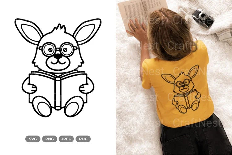 Kawaii Rabbit Reading Book Doodle Animal Clipart Bundle - CraftNest - Digital Crafting and Art