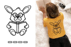 Kawaii Rabbit Reading Book Doodle Animal Clipart Bundle - CraftNest - Digital Crafting and Art