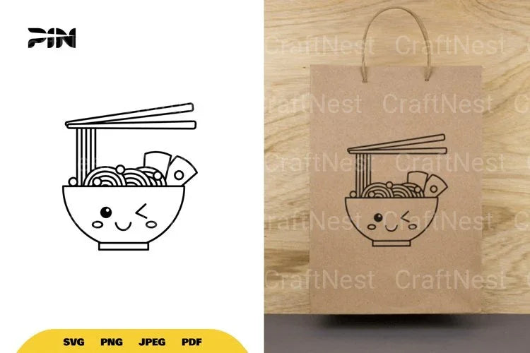Kawaii Ramen Bowl SVG Bundle - CraftNest - Digital Crafting and Art