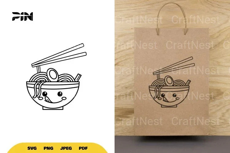 Kawaii Ramen Bowl SVG Bundle - CraftNest - Digital Crafting and Art