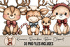 Kawaii Reindeer Bow Clipart Bundle