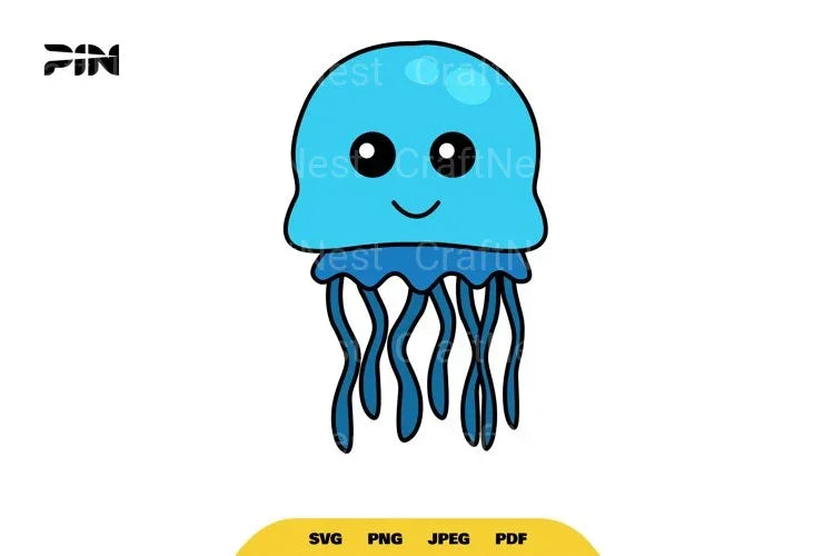 Kawaii Sea Animals Cute Jellyfish Clipart Bundle - CraftNest - Digital Crafting and Art