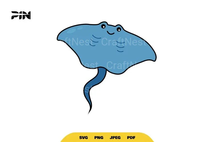 Kawaii Sea Animals Cute Manta Ray Clipart Bundle - CraftNest - Digital Crafting and Art