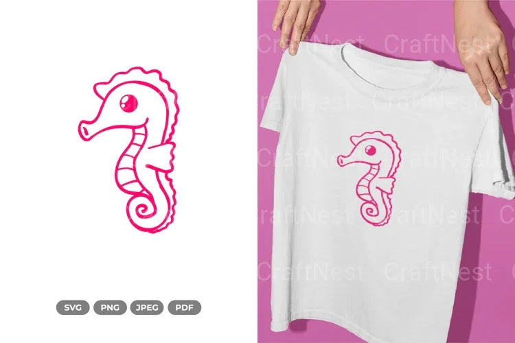 Kawaii Seahorse Sea Animal Clipart Bundle - CraftNest - Digital Crafting and Art