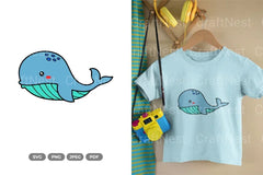 Kawaii Whale Sea Animal Decal Clipart Bundle - CraftNest - Digital Crafting and Art
