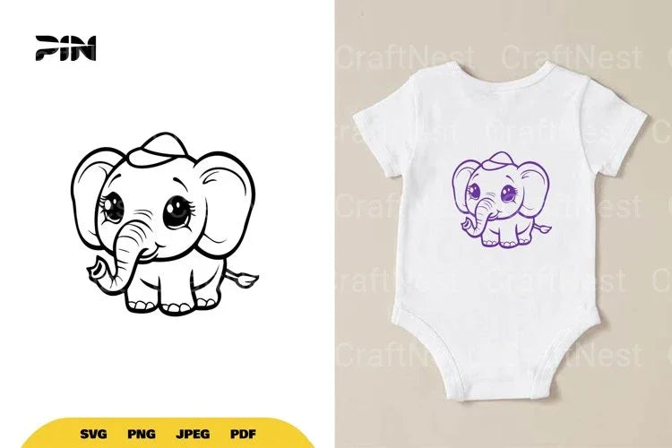 Kawaii Cute Elephant SVG Bundle - CraftNest - Digital Crafting and Art