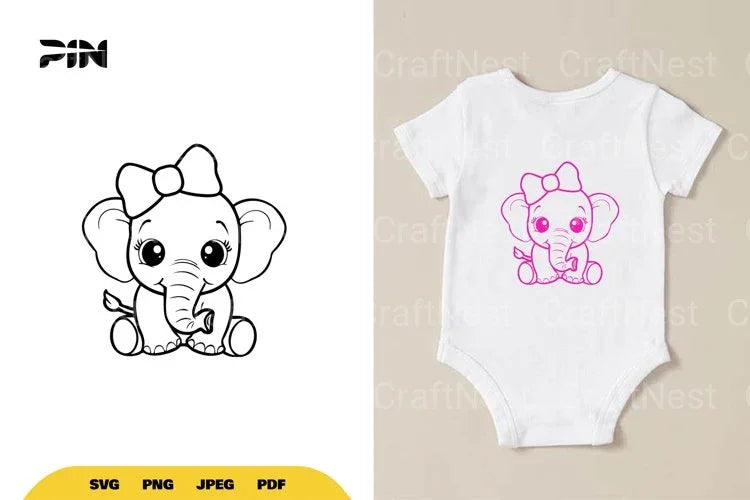 Kawaii Cute Elephant SVG Bundle - CraftNest - Digital Crafting and Art