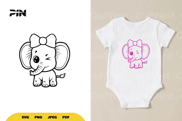 Kawaii Cute Elephant SVG Bundle - CraftNest - Digital Crafting and Art