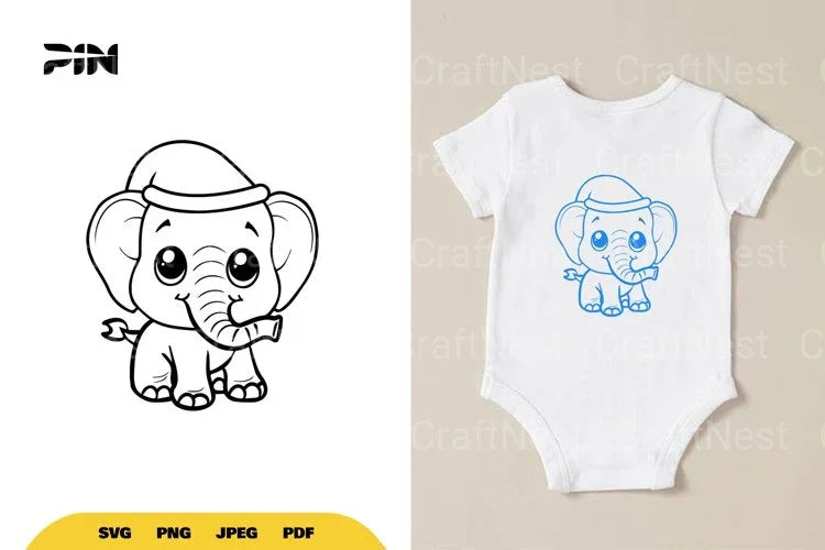 Kawaii Cute Elephant SVG Bundle - CraftNest - Digital Crafting and Art