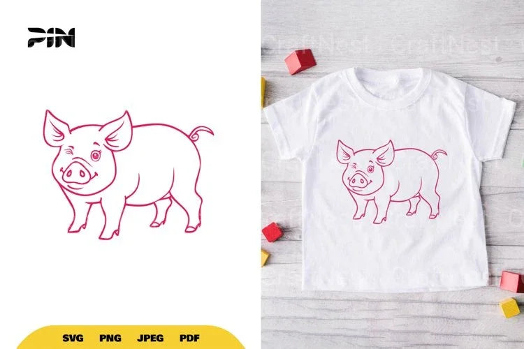 Kawaii Cute Pig SVG Bundle - CraftNest - Digital Crafting and Art